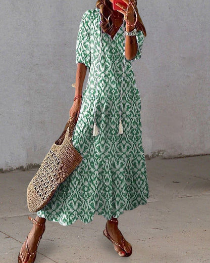 Beatrice | Women's Maxi Dress with Tiered Hem & V-Neckline | Effortless Summer Style for Warm Days
