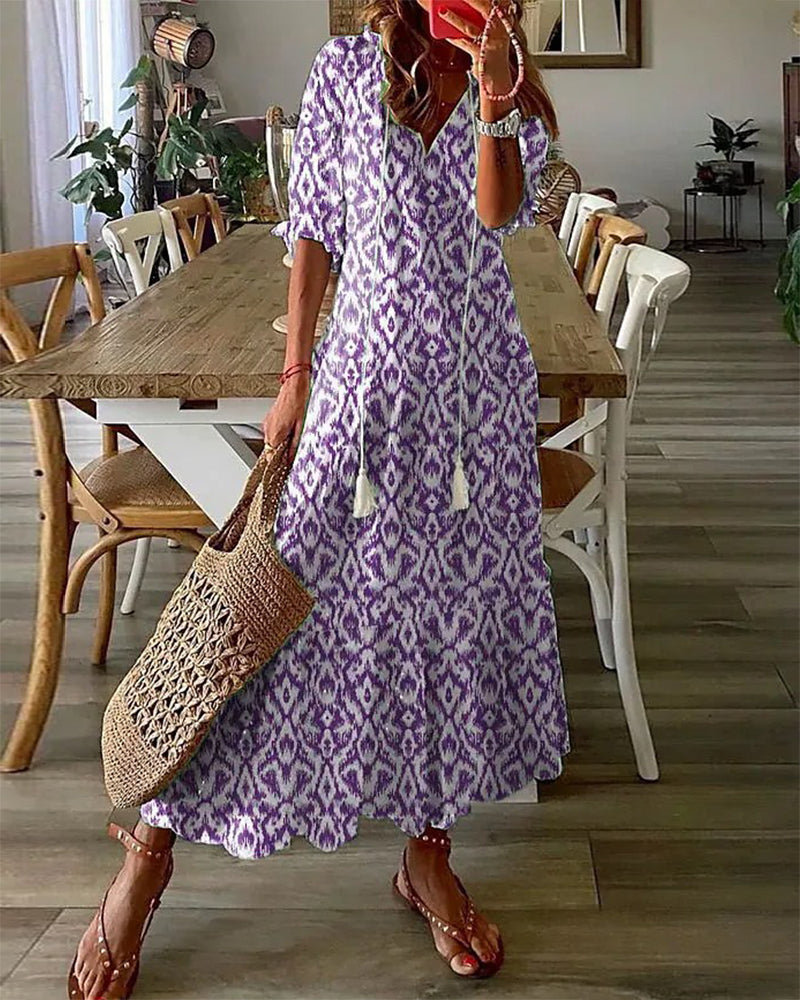 Beatrice | Women's Maxi Dress with Tiered Hem & V-Neckline | Effortless Summer Style for Warm Days