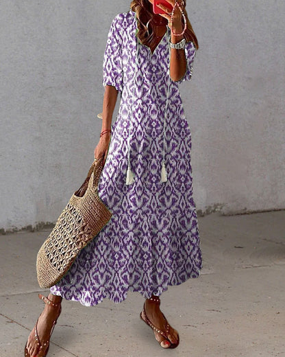 Beatrice | Women's Maxi Dress with Tiered Hem & V-Neckline | Effortless Summer Style for Warm Days
