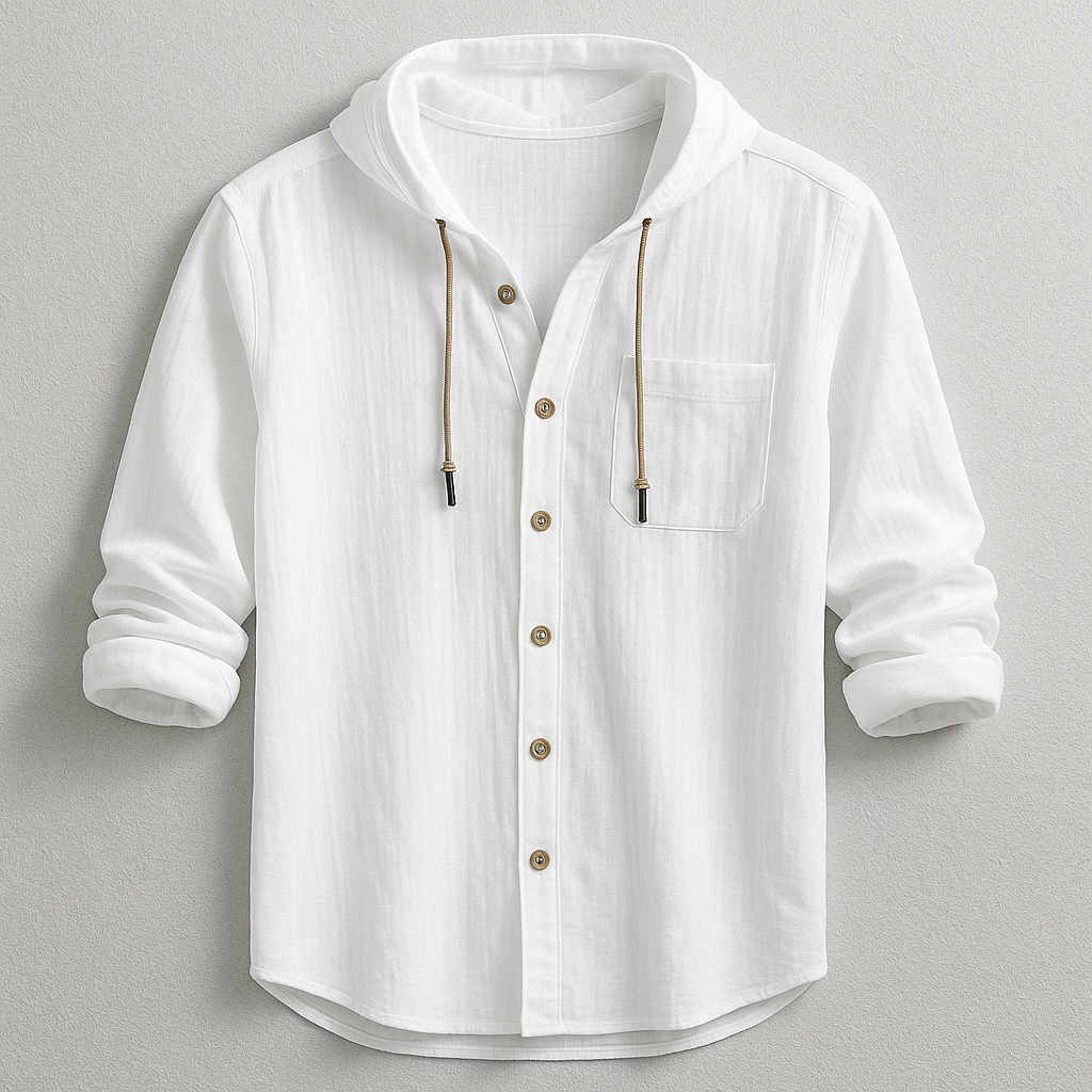 Benson Collection | Lightweight Cotton-Linen Hoodie Shirt with Adjustable Drawstring | Relaxed Fit for Effortless Style and Comfort