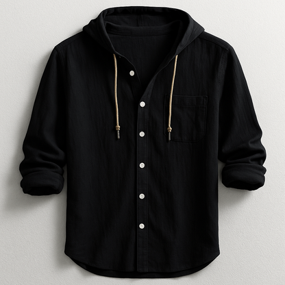 Benson Collection | Lightweight Cotton-Linen Hoodie Shirt with Adjustable Drawstring | Relaxed Fit for Effortless Style and Comfort