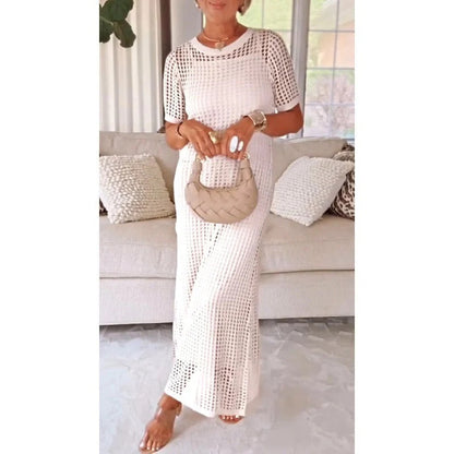 Bethany Collection | Women's Dress Maxi Set with Lightweight Crochet Fabric | Effortless Summer Style for Any Occasion