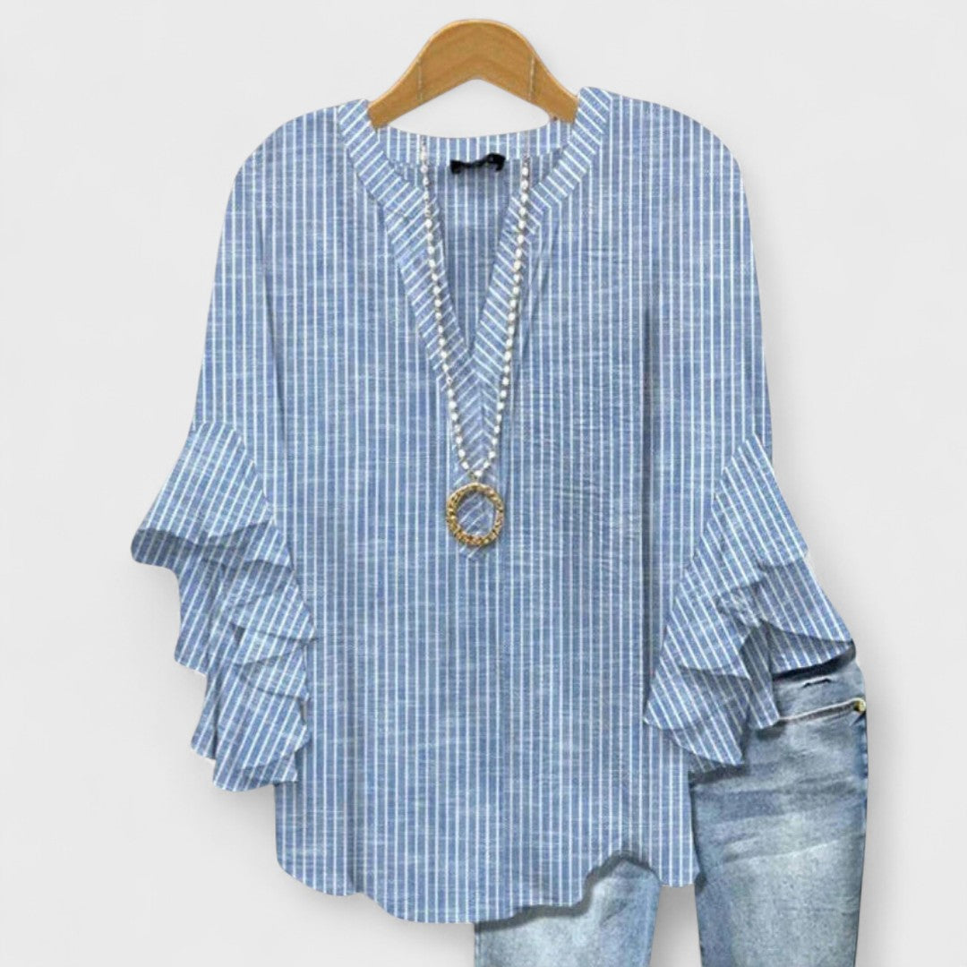Bloom London | Women's Blouse with Floral Print & Ruffled Sleeves | Effortless Style for Everyday Elegance