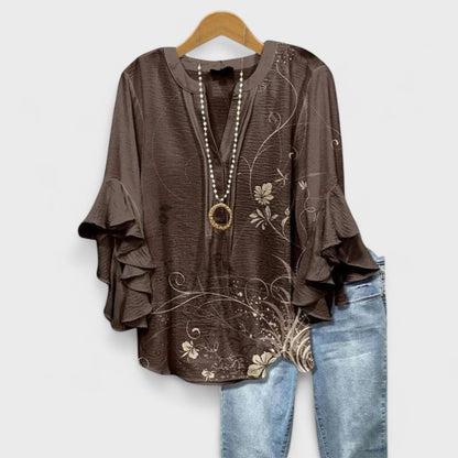 Bloom London | Women's Blouse with Floral Print & Ruffled Sleeves | Effortless Style for Everyday Elegance