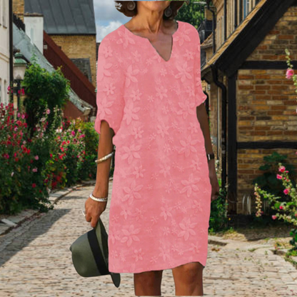 Blossom Collection | Women's Floral Midi Dress with Pockets | Elegant Shift Dress for Effortless Summer Style