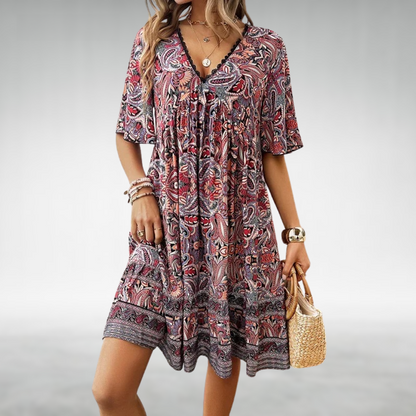 Boho Chic | Women's Dress with Vibrant Paisley Print | Effortless Summer Style for Warm Days