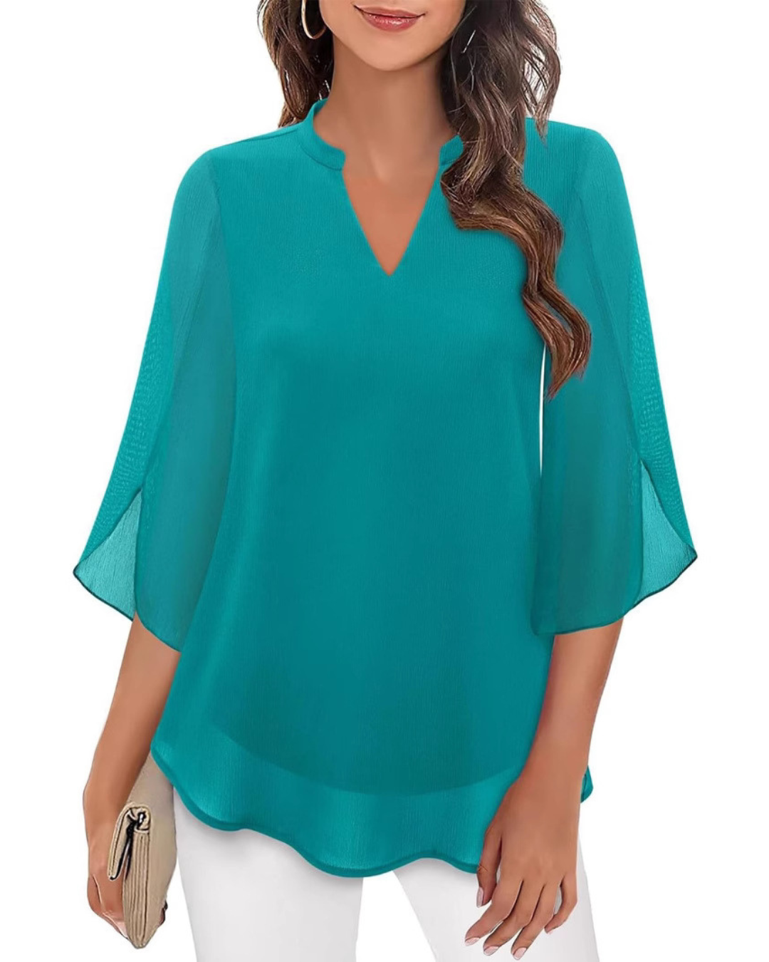 Camila | Women's Chiffon Blouse with Flowy Sleeves | Elegant Summer Top for Any Occasion