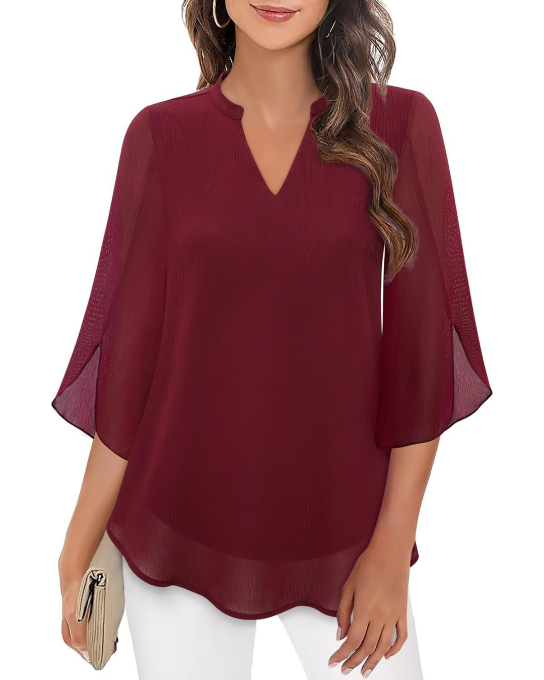 Camila | Women's Chiffon Blouse with Flowy Sleeves | Elegant Summer Top for Any Occasion