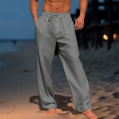 Casual Comfort | Men's Wide Leg Drawstring Pants with Pleated Front | Relaxed Fit for Everyday Style