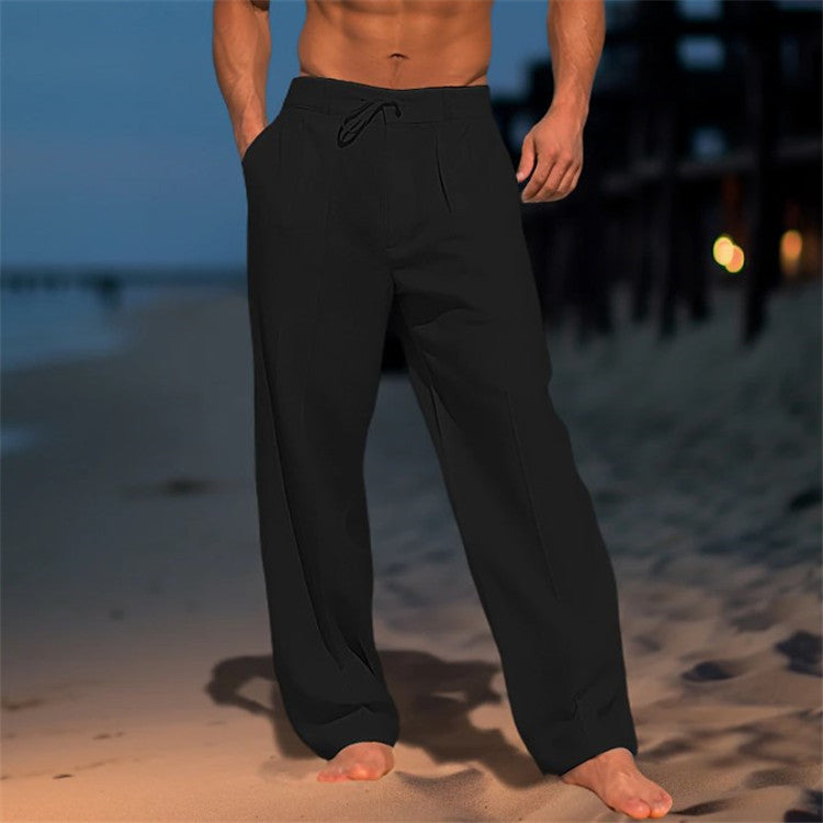 Casual Comfort | Men's Wide Leg Drawstring Pants with Pleated Front | Relaxed Fit for Everyday Style