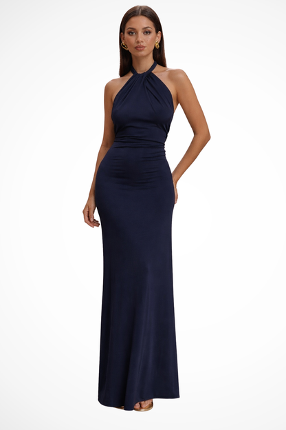 Celeste | Bodycon Maxi Dress with Open Back Design | Elegant Long Dress for Wedding Guests