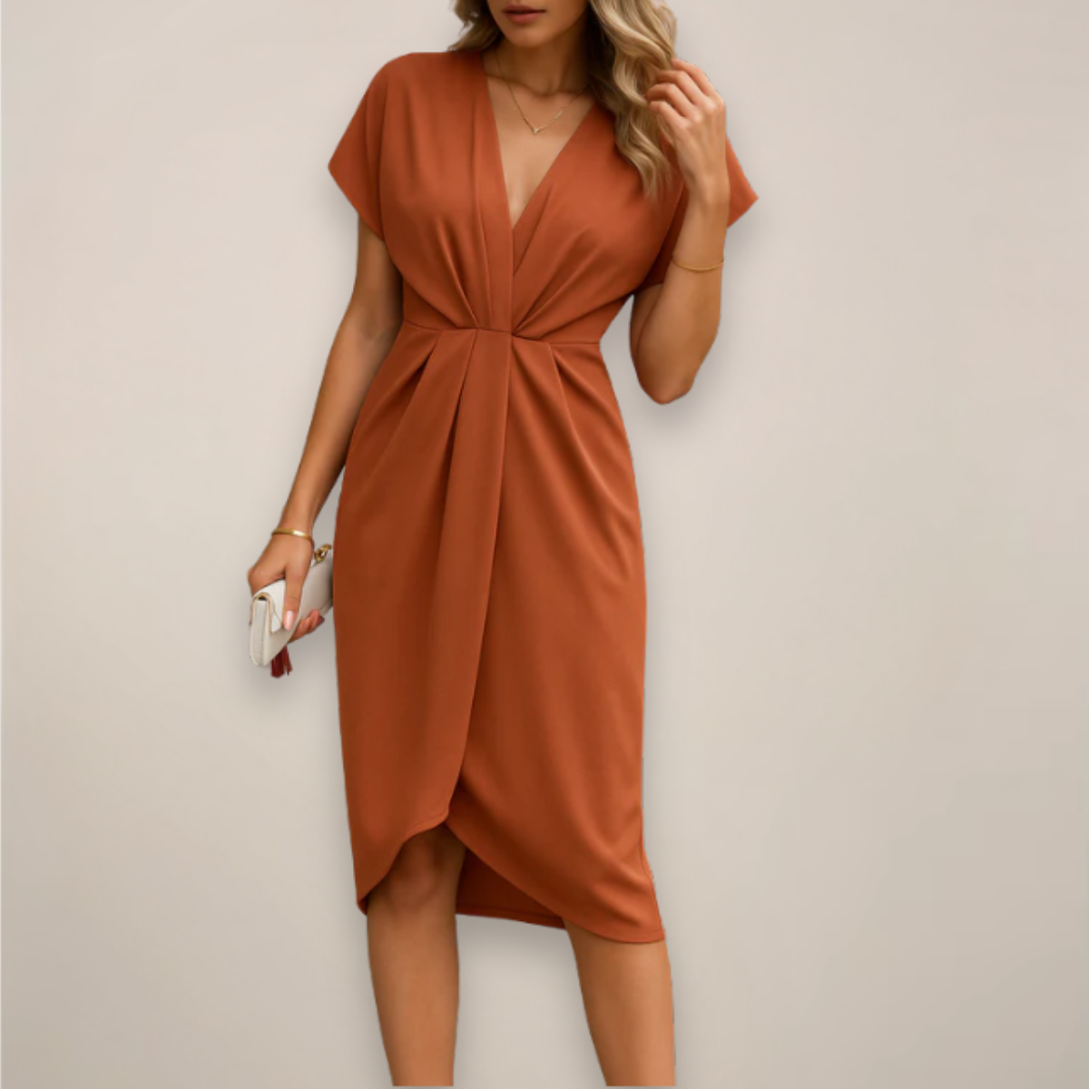 Charlotte | Women's Dress with Flattering Wrap Silhouette | Elegant Summer Midi for Wedding Guests