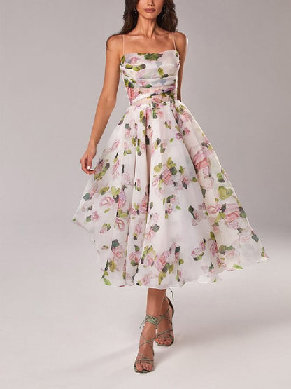 Charming Midi Dress | Women's Dress with Unique Print & V-Neck Design | Effortless Style for Any Occasion