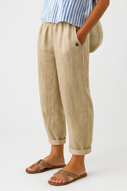 Wanda™ Straight-Leg Pants with Side Pockets & Elastic Waist 1