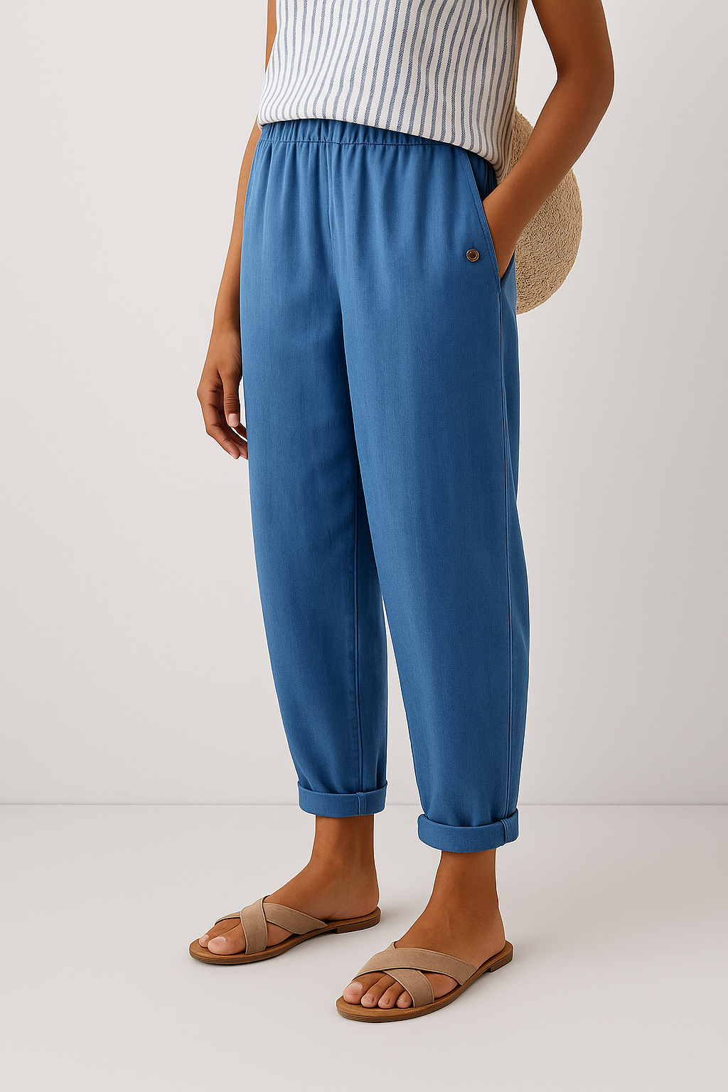 Wanda™ Straight-Leg Pants with Side Pockets & Elastic Waist 3