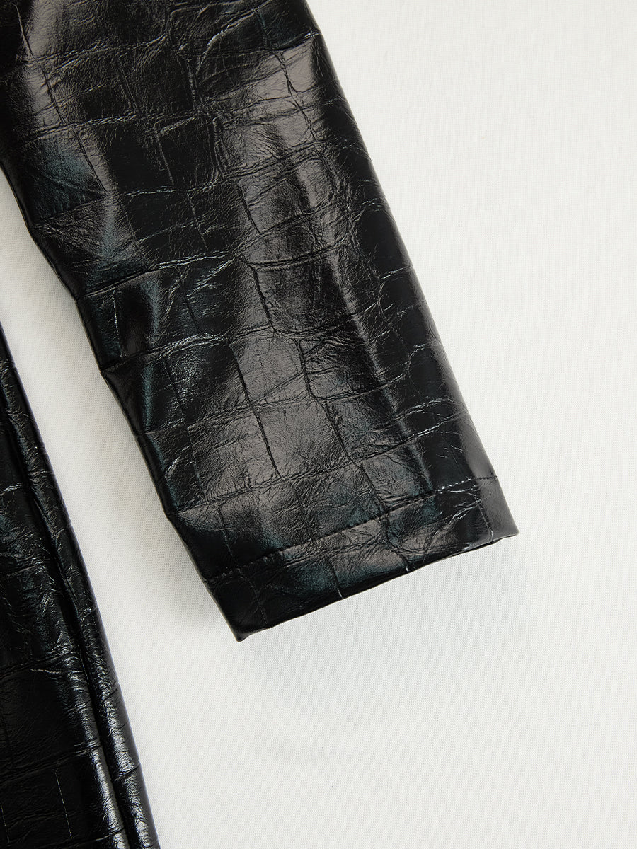 Chic Collection | Long Sleeve Midi Dress with Croc-Effect Texture | Elegant Silhouette for Night Out