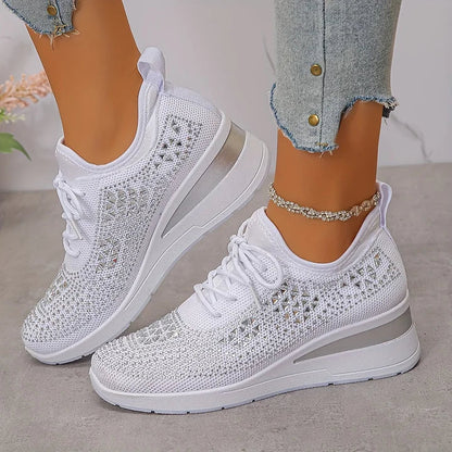 Chic Comfort | Women's Slip-On Sneakers with Arch Support & Rhinestone Accents | Casual Style for All-Day Wear