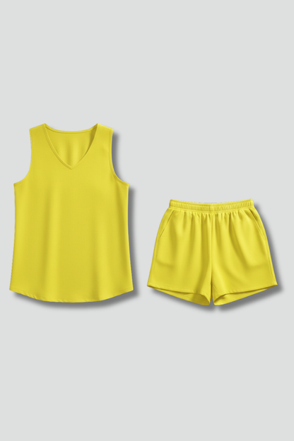 Chic Ensemble | Women's Two Piece Set with V-Neck Tunic & Elastic Waist Shorts | Stylish Comfort for Everyday Wear