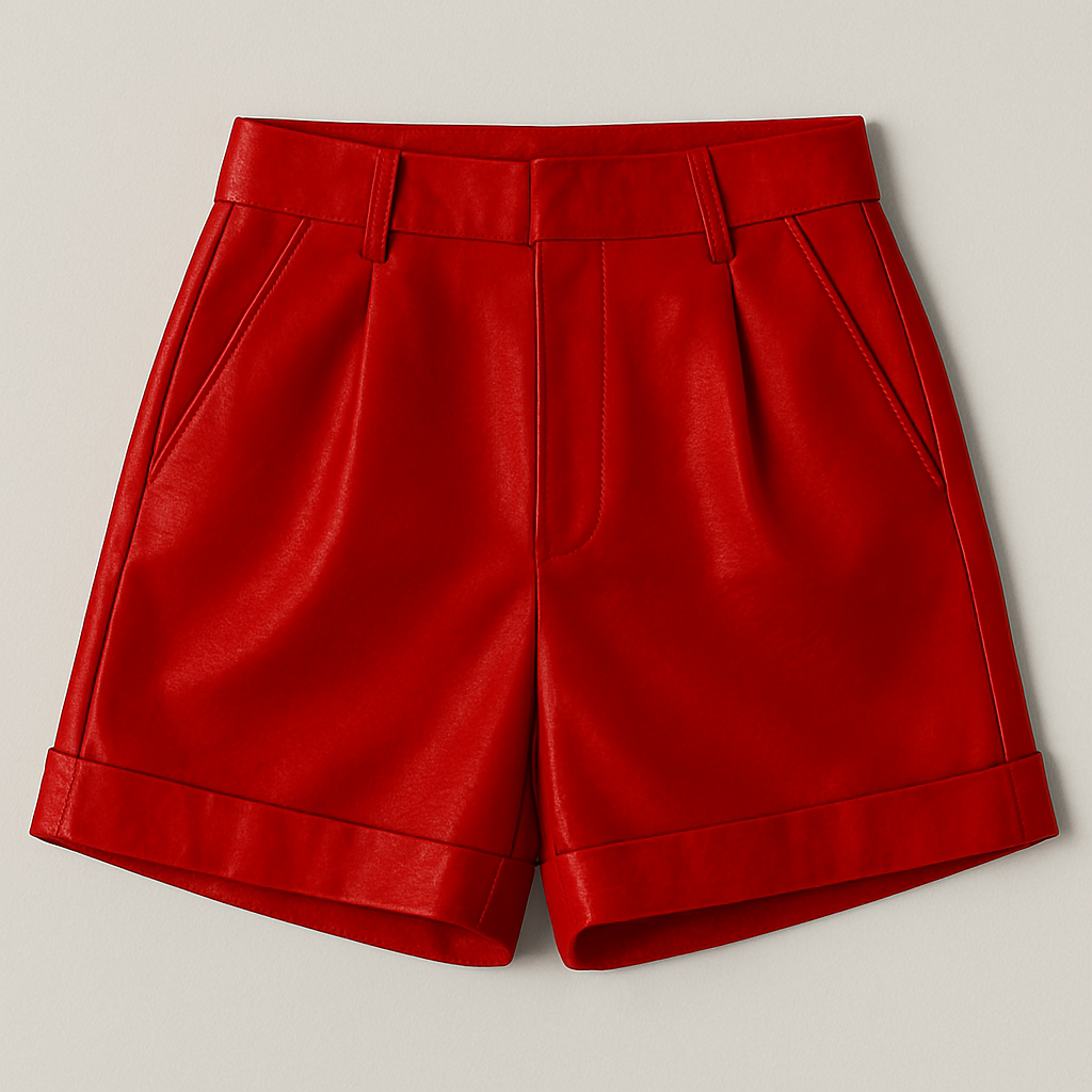 Chic Essentials | Women's High-Waisted Leather Shorts with Pleat Detailing | Versatile Style for Effortless Elegance