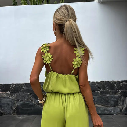 Chic Summer | Women's Jumpsuit with Wide Leg Design & V-Neck | Perfect for Casual or Dressy Occasions