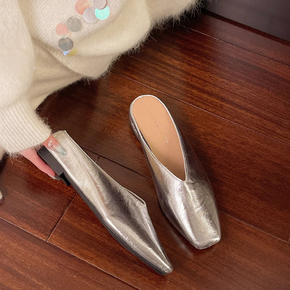 Chic Vegan Leather | Women's Black Flats with Lightweight Slip-On Design for All-Day Comfort