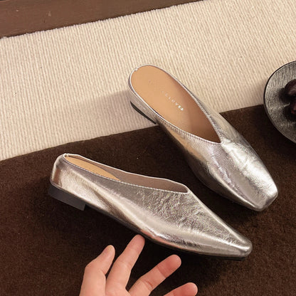 Chic Vegan Leather | Women's Black Flats with Lightweight Slip-On Design for All-Day Comfort
