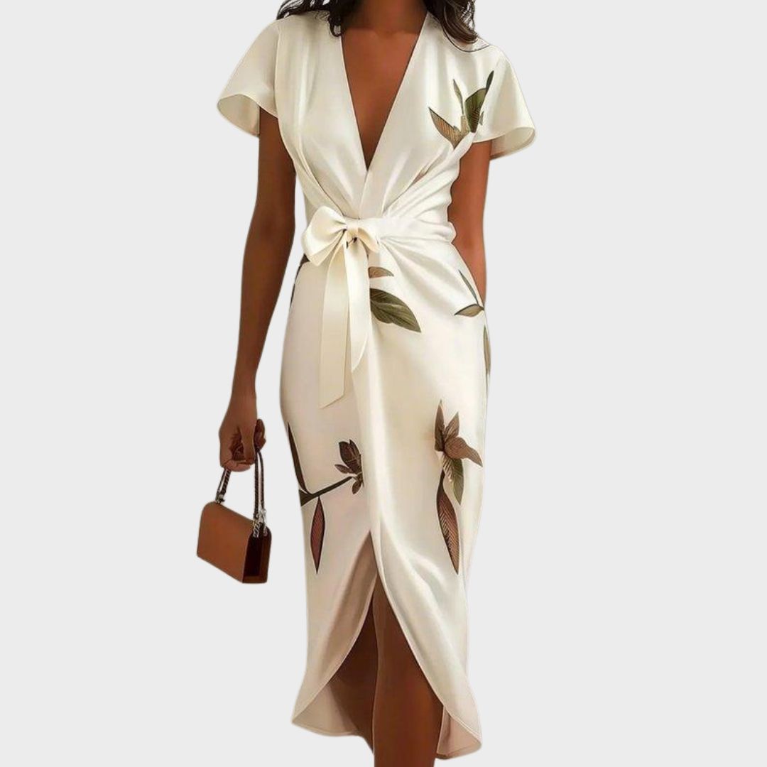 Chic Wrap Dress | Women's Summer Dress with V-Neck & Tied Waist | Flattering Fit for Effortless Elegance