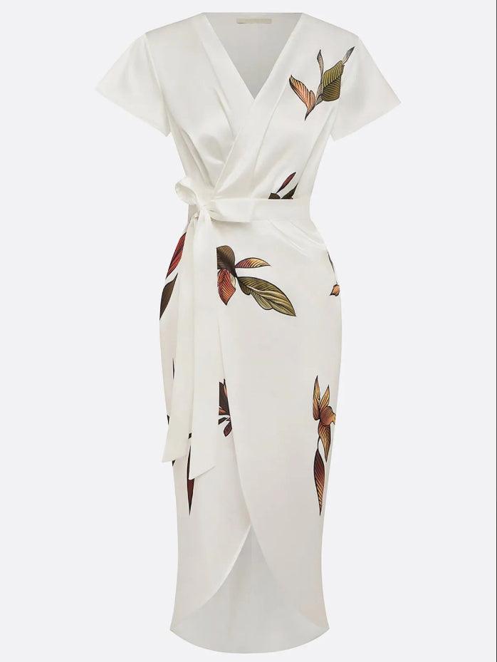 Chic Wrap Dress | Women's Summer Dress with V-Neck & Tied Waist | Flattering Fit for Effortless Elegance