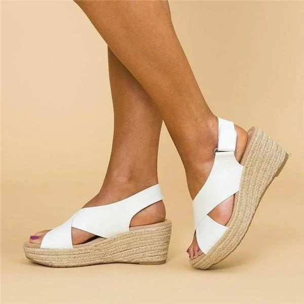 Clara Collection | Women's Sandals with Adjustable Cross Straps | Comfortable Wedge Design for All-Day Support