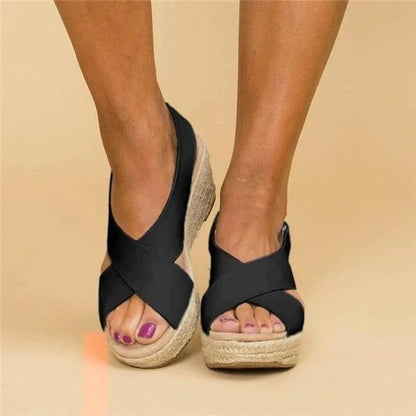 Clara Collection | Women's Sandals with Adjustable Cross Straps | Comfortable Wedge Design for All-Day Support