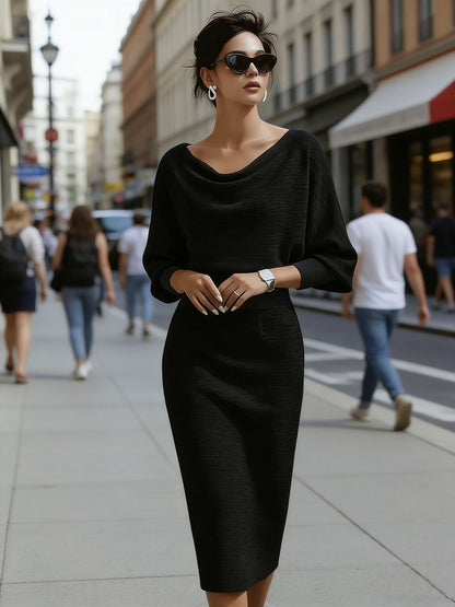 Claribel | Women's Formal Dress with Draped Neckline & Tailored Sheath Design for Effortless Sophistication