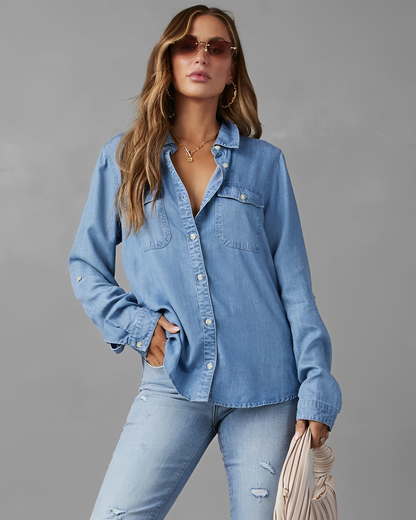 Classic Denim Shirt | Women's Shirt with Timeless Style | Versatile Top for Effortless Chic