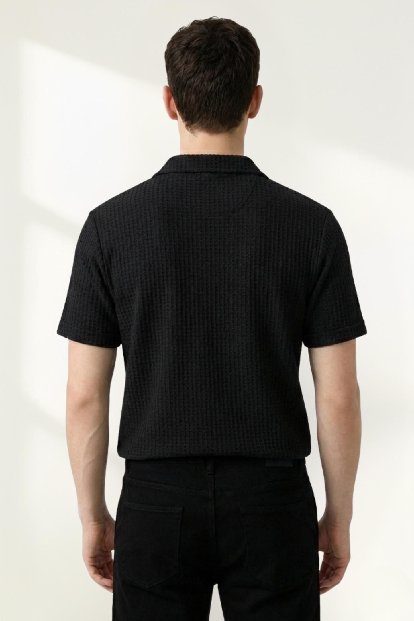 Classic Waffle-Knit Men's Polo Shirt with Breathable Comfort | Versatile Dark Green for Everyday Style