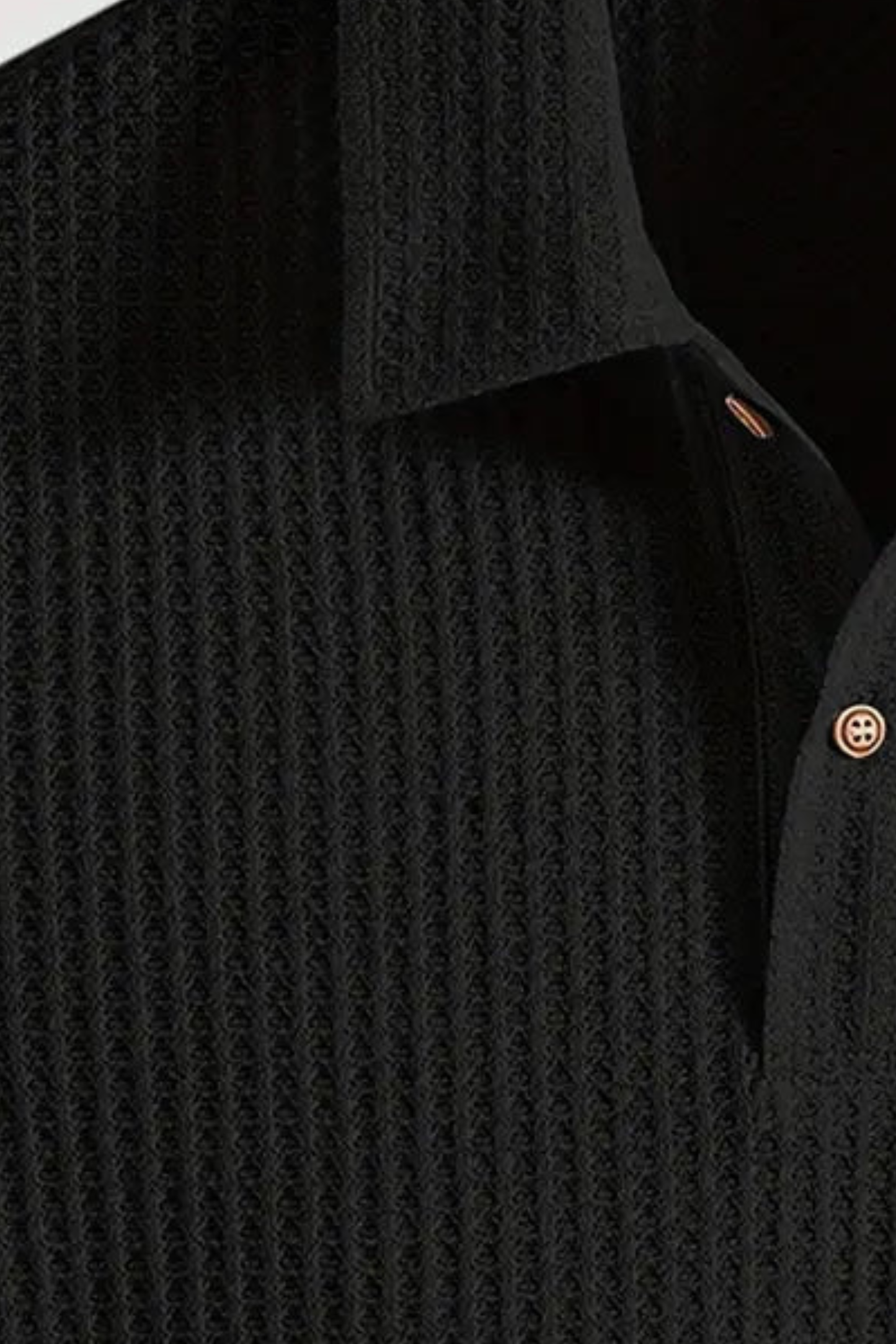 Classic Waffle-Knit Men's Polo Shirt with Breathable Comfort | Versatile Dark Green for Everyday Style