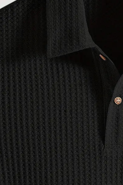Classic Waffle-Knit Men's Polo Shirt with Breathable Comfort | Versatile Dark Green for Everyday Style