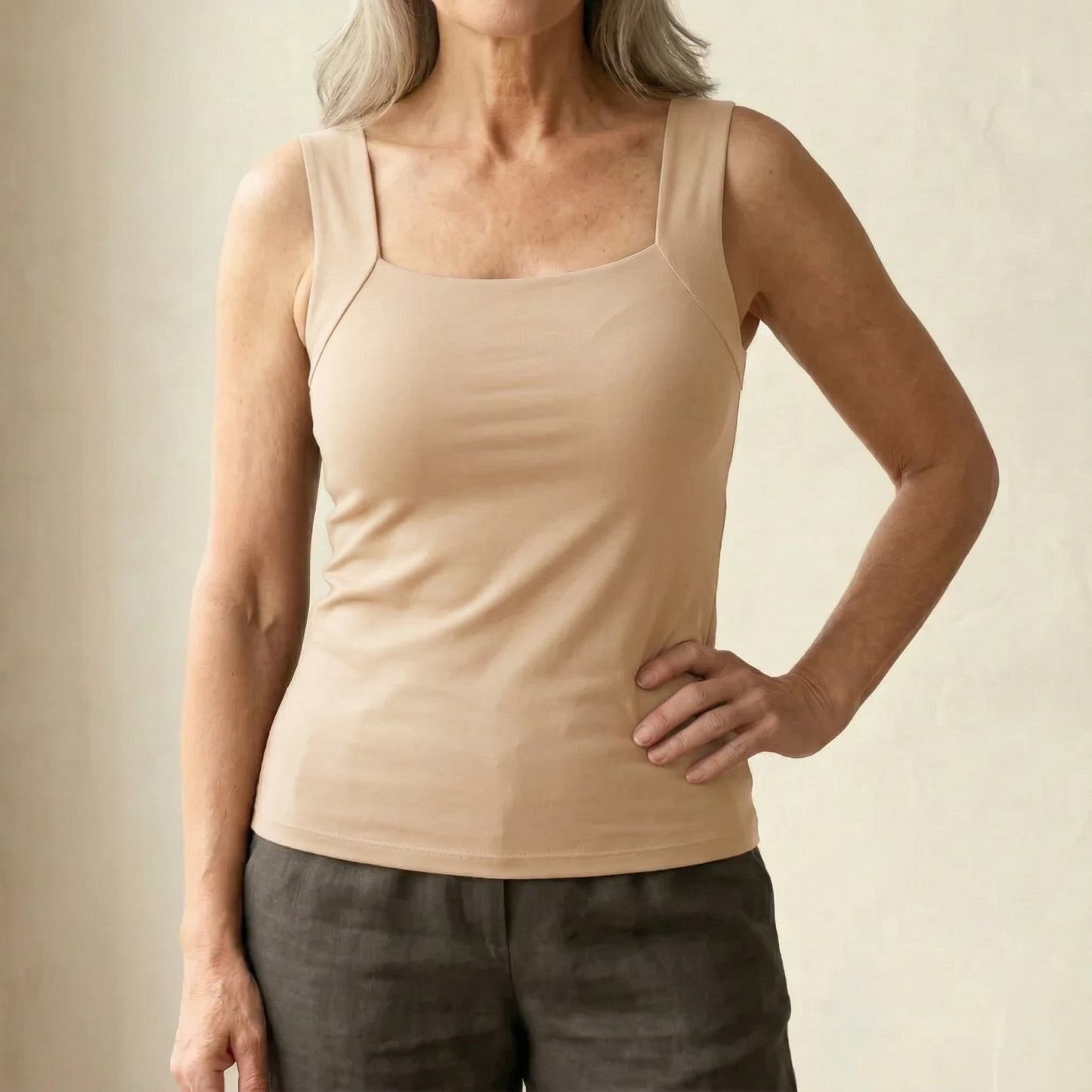 Comfort Bra Tank Top for Women - Lightweight, Built-In Bra, Hip-Length Design
