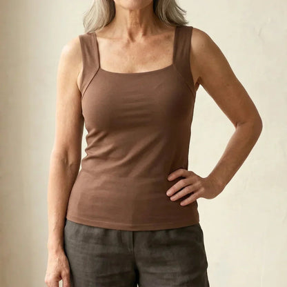 Comfort Bra Tank Top for Women - Lightweight, Built-In Bra, Hip-Length Design