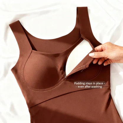 Comfort Bra Tank Top for Women - Lightweight, Built-In Bra, Hip-Length Design