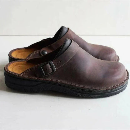 Comfort Step | Women's Orthopaedic Leather Clogs with Thick Sole | Effortless Style for All-Day Comfort