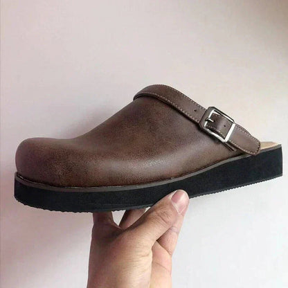 Comfort Step | Women's Orthopaedic Leather Clogs with Thick Sole | Effortless Style for All-Day Comfort
