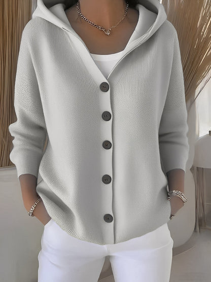 Cozy Long Sleeve Hooded Jacket with Relaxed Fit | Versatile Cardigan for Everyday Comfort