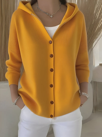 Cozy Long Sleeve Hooded Jacket with Relaxed Fit | Versatile Cardigan for Everyday Comfort