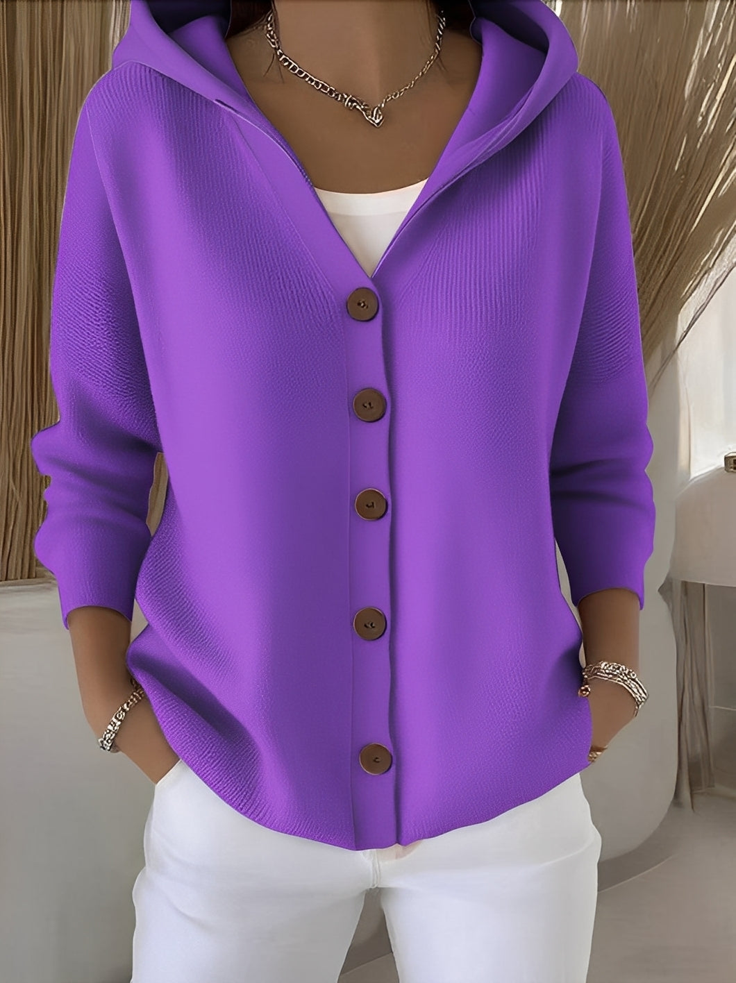 Cozy Long Sleeve Hooded Jacket with Relaxed Fit | Versatile Cardigan for Everyday Comfort