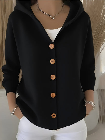 Cozy Long Sleeve Hooded Jacket with Relaxed Fit | Versatile Cardigan for Everyday Comfort