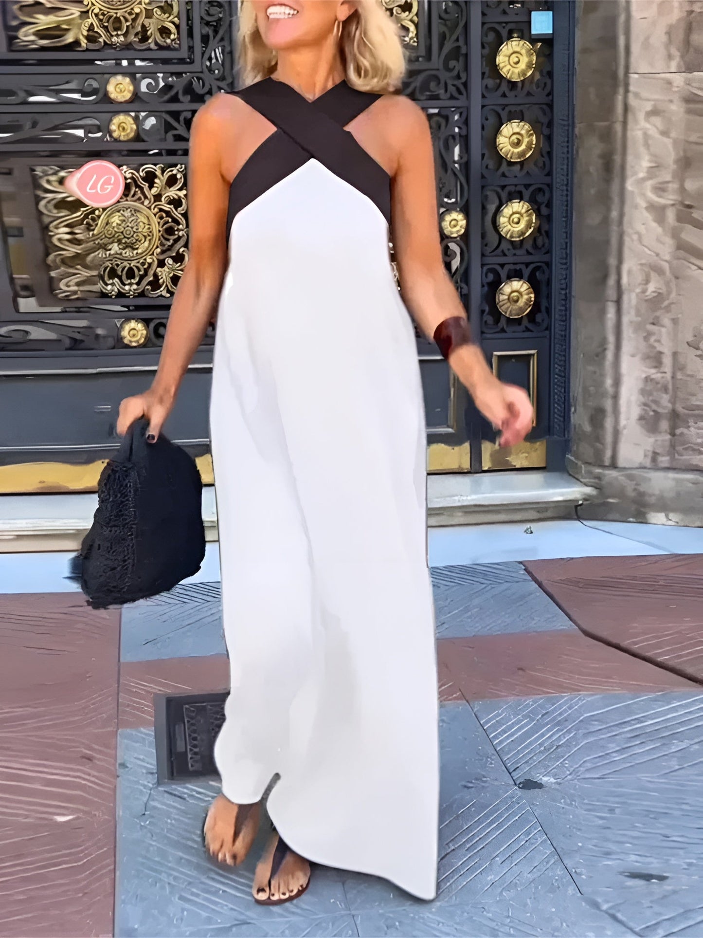 Delphine | Women's Summer Maxi Dress with Crossed Neckline | Effortless Elegance for Sunny Days