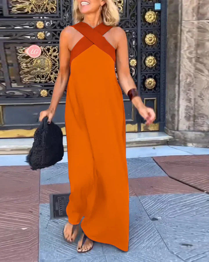 Delphine | Women's Summer Maxi Dress with Crossed Neckline | Effortless Elegance for Sunny Days
