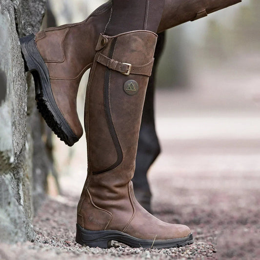 Delyra | Women's Knee High Boots in Black Leather with Cushioned Insole | Elegant Tall Design for All-Day Comfort