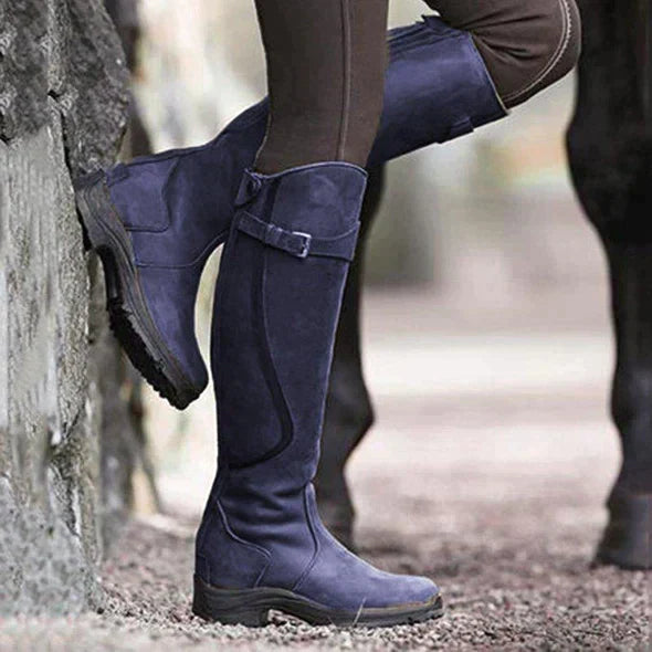 Delyra | Women's Knee High Boots in Black Leather with Cushioned Insole | Elegant Tall Design for All-Day Comfort