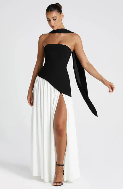 Elegant Asymmetric Maxi Dress for Women with Fitted Silhouette | Perfect Long Dress for Weddings and Formal Events