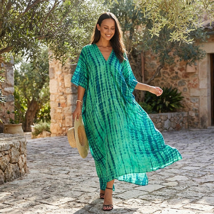 Elegant Caftan Maxi Dress | Women's Dress with Flowing Silhouette for Effortless Summer Style
